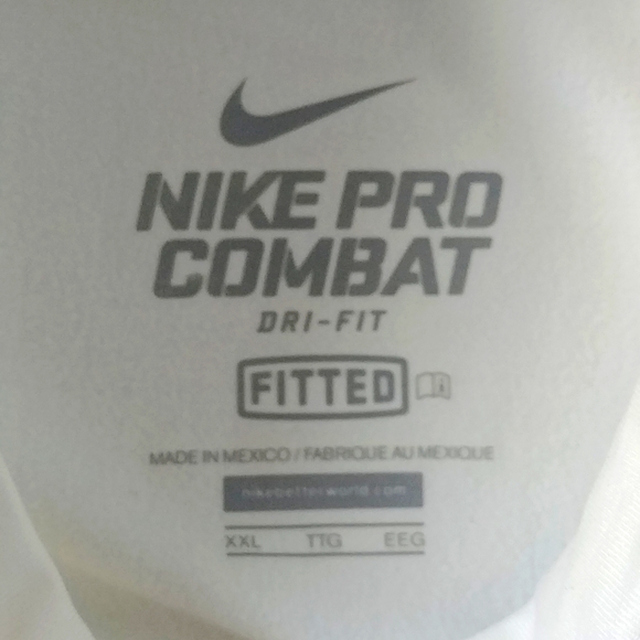 Nike Pro Combat Fitted Dri fit White Long Sleeve SZ 2XL - Picture 8 of 11